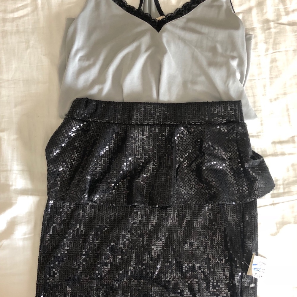 NWT Black Sequin Peplum Skirt